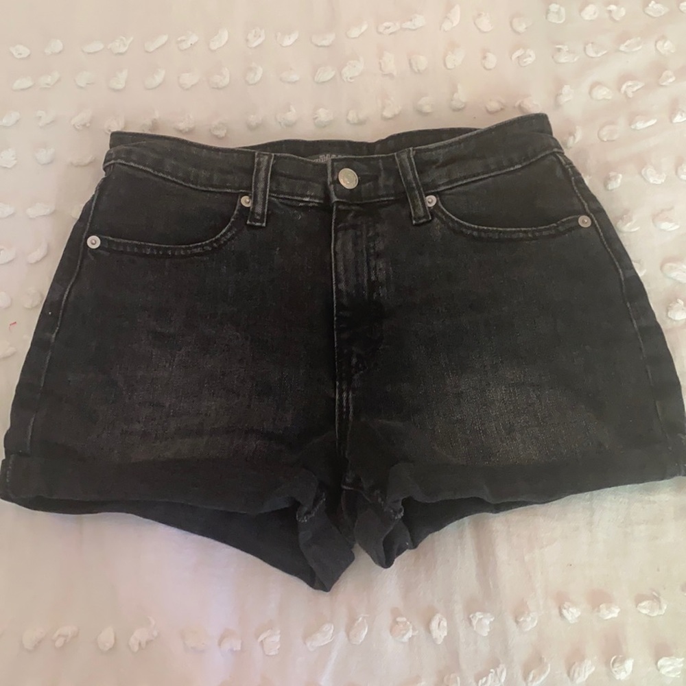 High rise black jean shorts